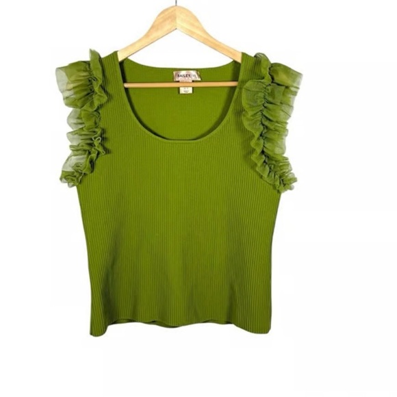 Bailey 44 Olive Ruffle Sleeve Tank Top - Picture 1 of 5
